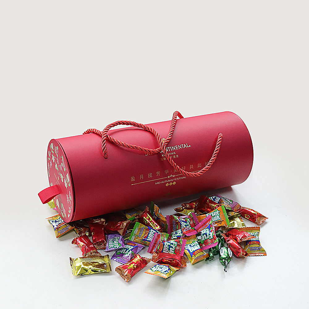 مخصص الإبداعية القابلة لإعادة التدوير القابلة للتحلل الحيوي كعكة القمر جولة كرافت ورقة التعبئة والتغليف صناديق أنبوب مع حبل مقبض ختم الطباعة