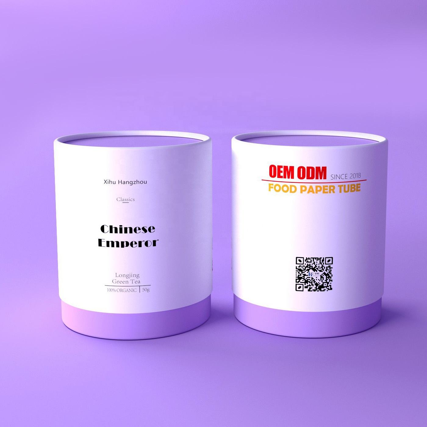 علبة أنبوب مستديرة من حبوب البن صديقة للبيئة من الدرجة الغذائية لتغليف ورق الشاي تصميم مخصص علبة شاي فاخرة للتغليف الأخضر