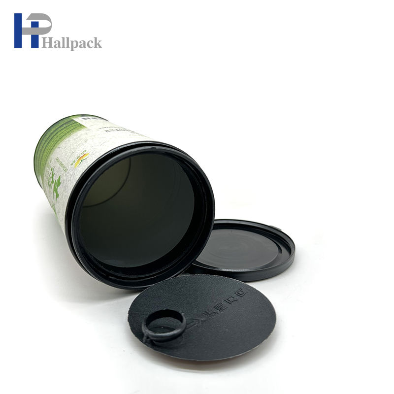 أنبوب ورق تغليف الشاي الأخضر من الورق المقوى مع غطاء بلاستيكي سهل السحب