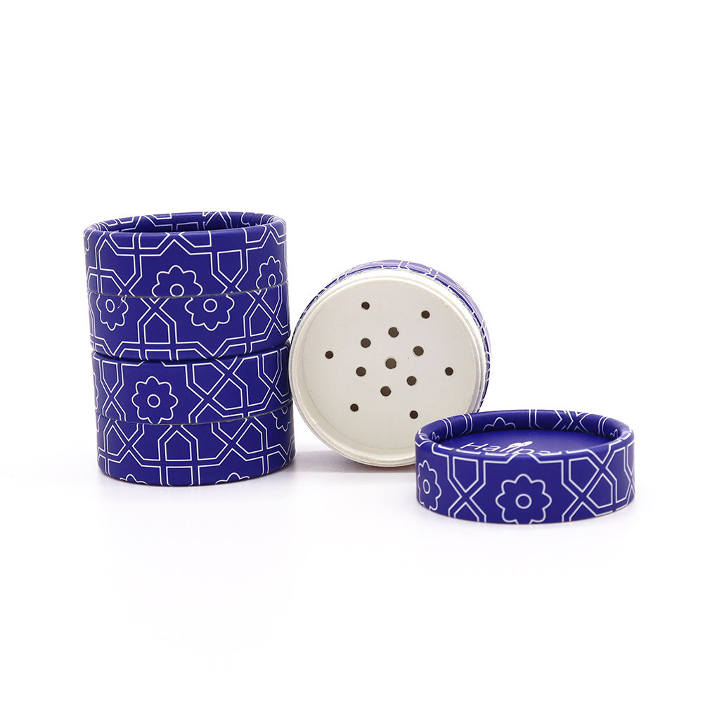 صندوق دائري من الورق المقوى الصديق للبيئة للطعام، أنبوب هزاز ملح التوابل مع حاوية غربلة علوية لتغليف ورق المسحوق السائب