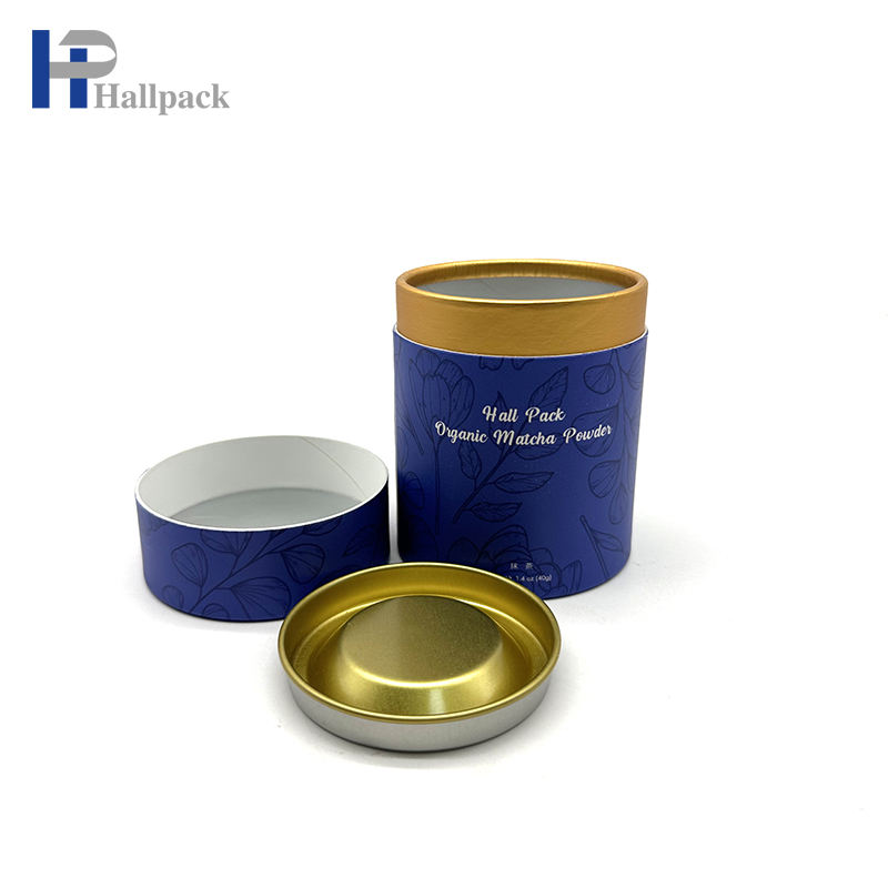 عالية الجودة صديقة للبيئة من الورق المقوى الشاي القهوة ماتشا حاوية التعبئة والتغليف أنبوب ورقي للأغذية مع غطاء الحديد