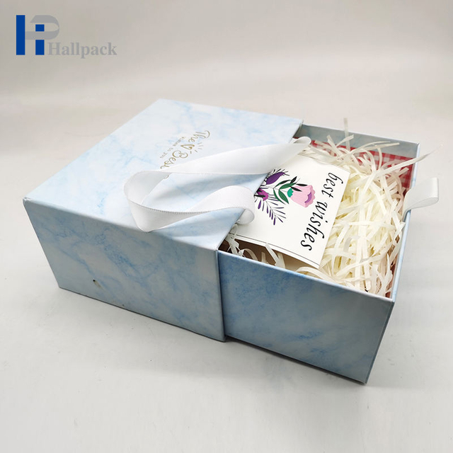 صندوق هدايا ورقي فاخر مخصص للتغليف صندوق ورق درج أزرق