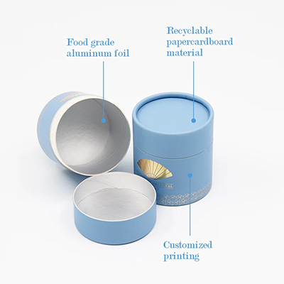 حاويات المواد الغذائية الورقية عالية الجودة القابلة لإعادة التدوير وتغليف أنابيب القهوة برقائق الألومنيوم