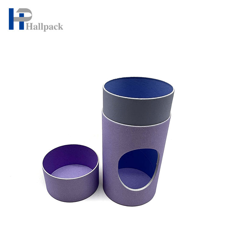 صديقة للبيئة مخصصة كرافت ورقة أنابيب الحاويات جولة كرتون كرتون وشاح الملابس الداخلية اسطوانة ورقة أنبوب التعبئة والتغليف مع نافذة