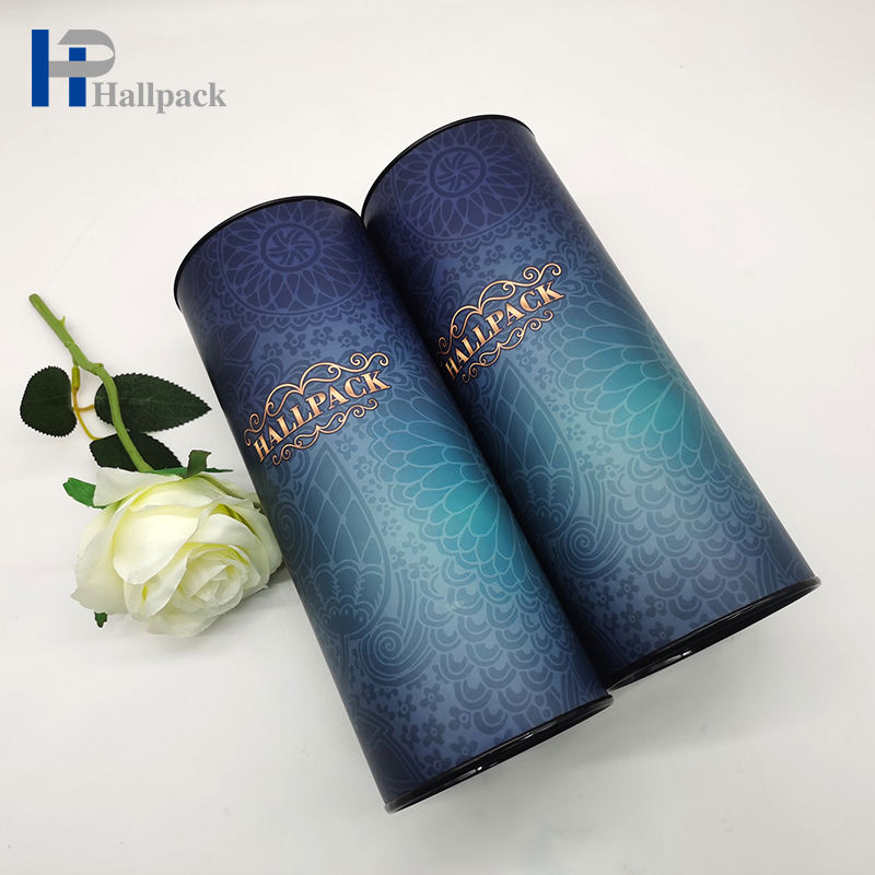 Hallpack الغذاء الصف الكرتون اسطوانة الحاويات غطاء معدني أنبوب دائري التعبئة والتغليف