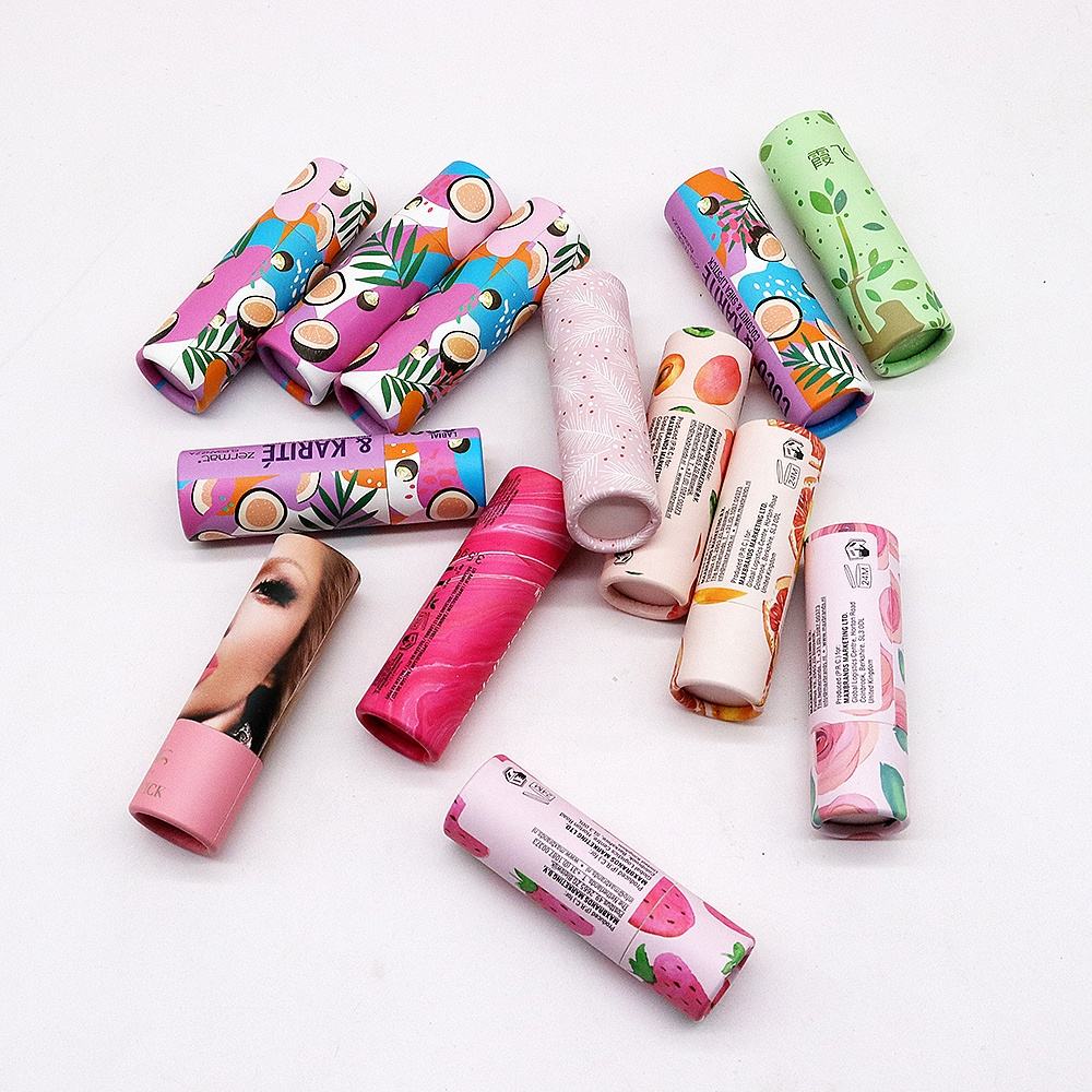 صديقة للبيئة مخصصة أنبوب بلسم الشفاه المستديرة التعبئة والتغليف اسطوانة عصرية لمستحضرات التجميل الملتوية حتى أنابيب شريط غسول الورق