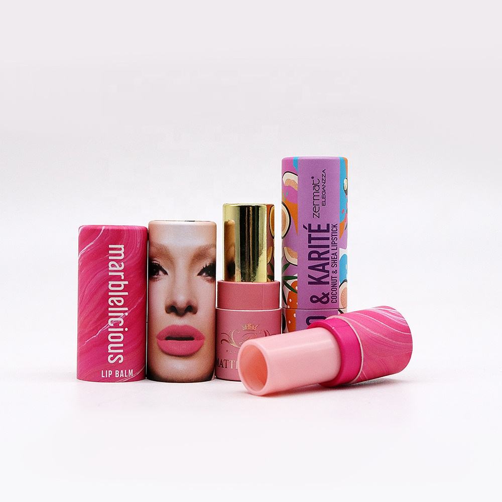 أفضل بيع مستحضرات التجميل البيضاء القابلة للتحلل الحيوي، مزيل العرق، ورق تغليف مخصص لبلسم الشفاه، أنبوب ملتوي لأعلى