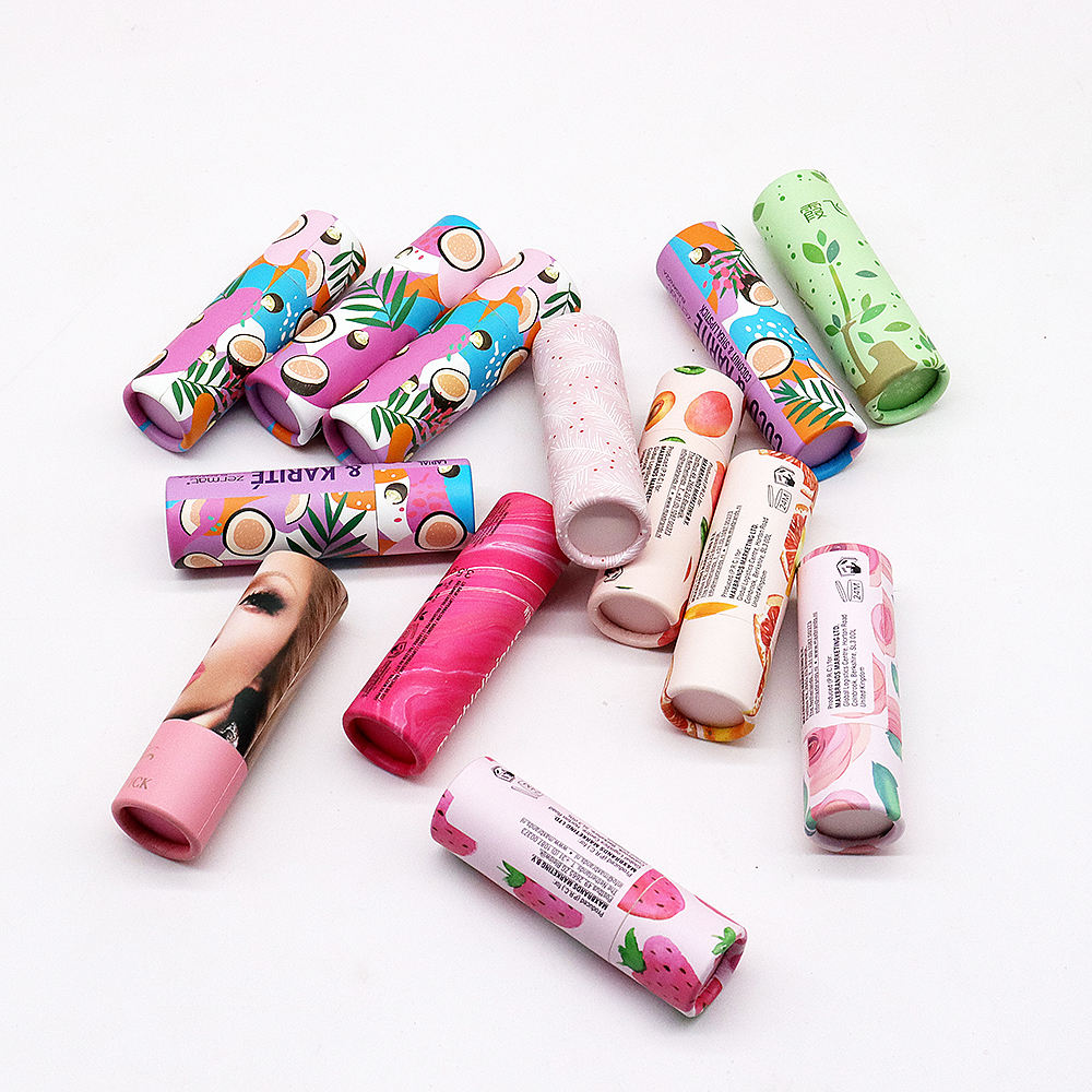صديقة للبيئة ورقة مخصصة بلسم الشفاه أنبوب شكل دائري رفع اسطوانة شريط محلول عصري تويست حتى أنابيب الورق التعبئة والتغليف