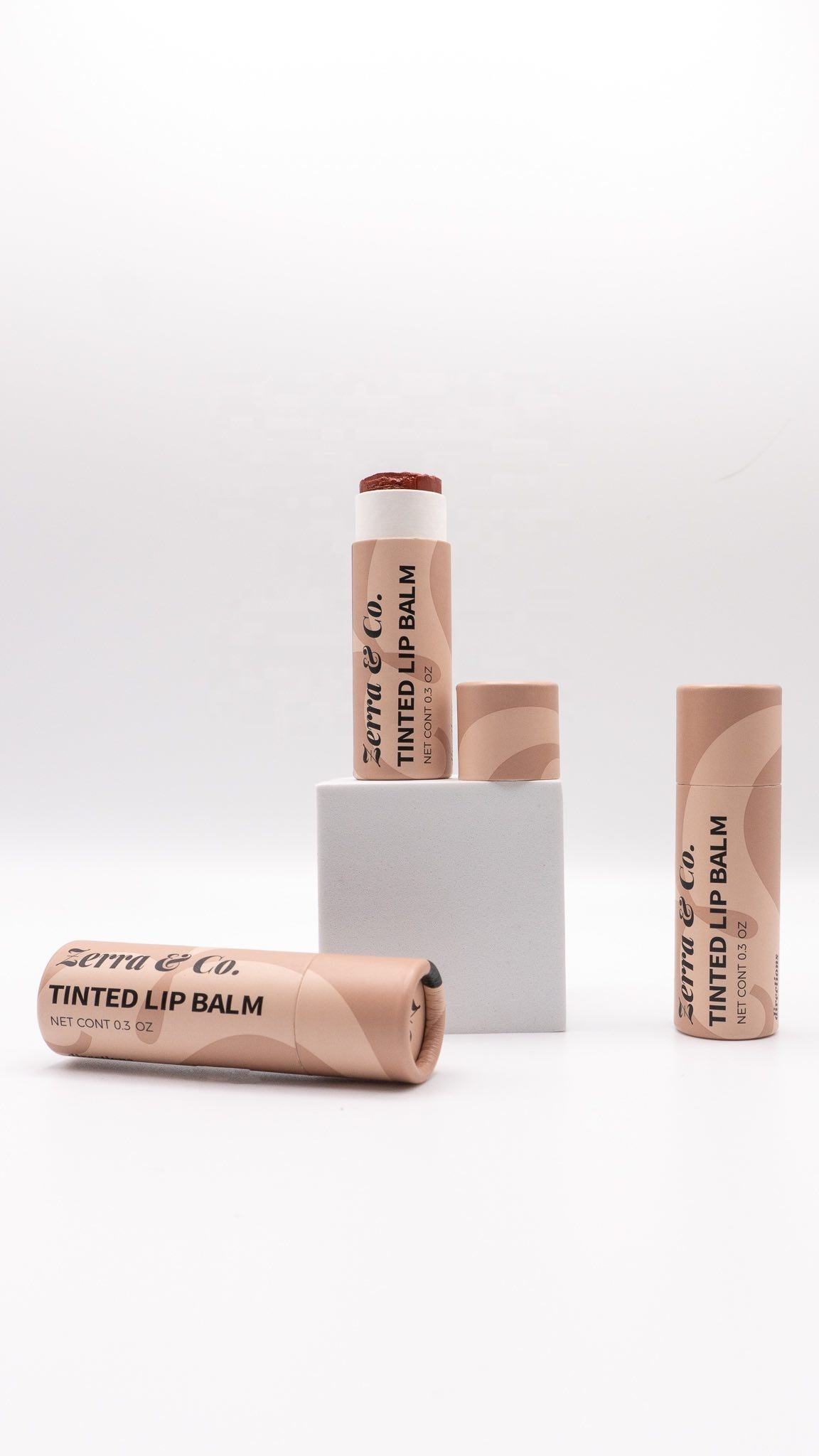 بلسم شفاه من الورق المقوى المعاد تدويره وقابل للتحلل الحيوي، أنبوب ورقي لمستحضرات التجميل صديق للبيئة