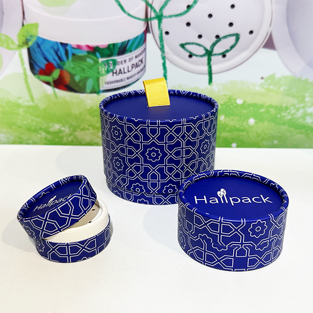 Hallpack صندوق أنبوب دائري مخصص لتغليف اسطوانة الورق لمسحوق مستحضرات التجميل الجاف