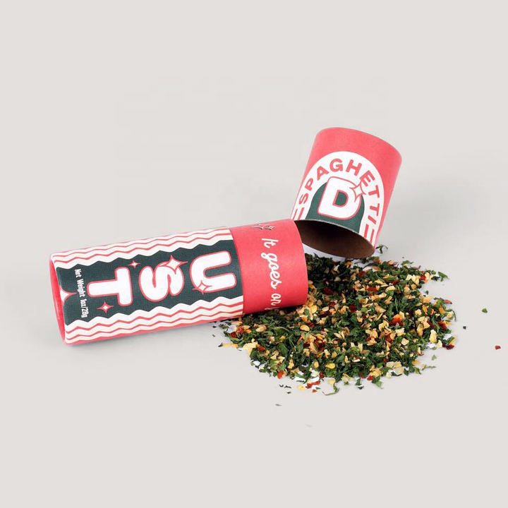 صندوق أنبوب دائري مصنوع يدويًا صديق للبيئة لتغليف أنبوب الورق المخصص للأغذية لتغليف أنبوب التوابل القابل للتحلل للملح