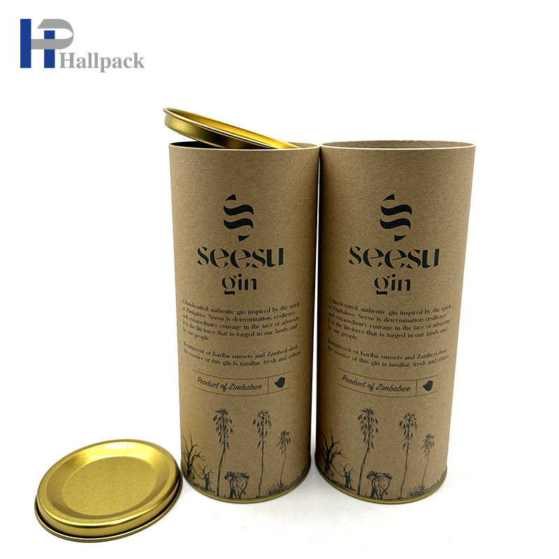 تصميم جديد للأغذية الشاي والقهوة جولة التعبئة والتغليف من الورق المقوى أنبوب ورق الكرافت مع غطاء الحديد