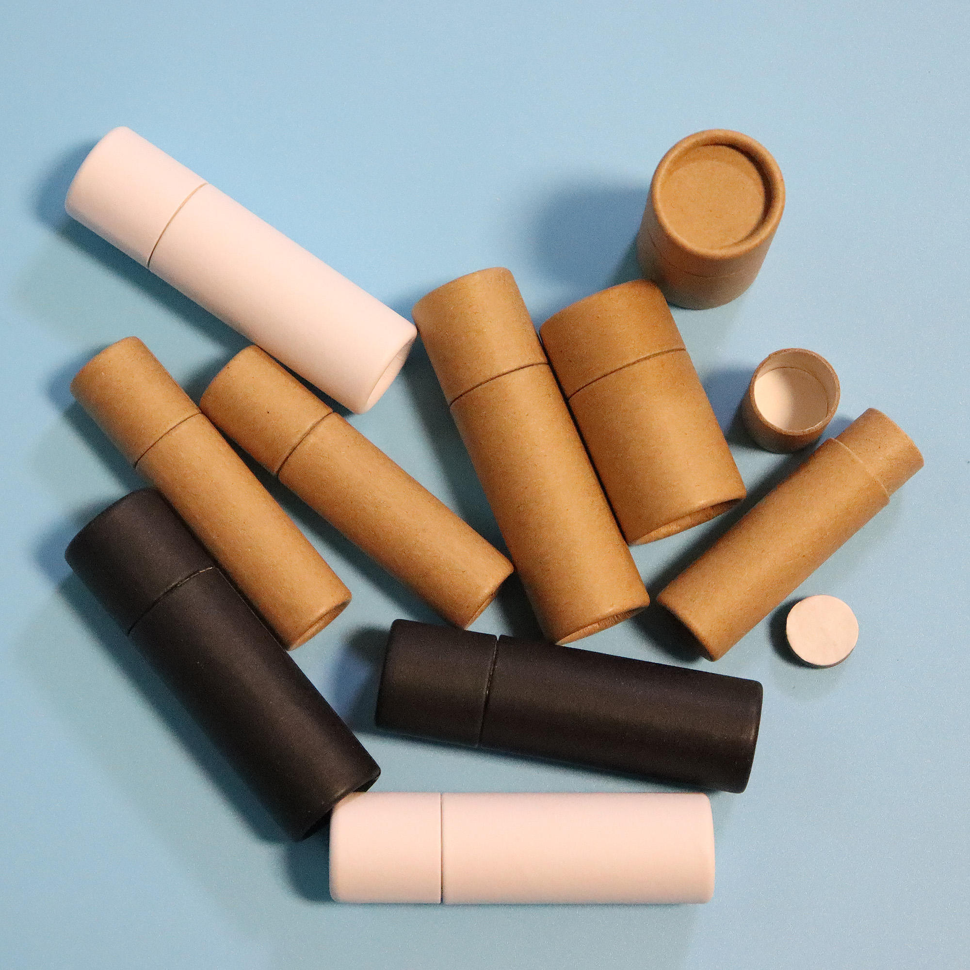 أنبوب ملمع الشفاه عالي الجودة 0.3 أونصة 10 مللي من الورق المعاد تدويره مجموعة صناديق تنظيم صلبة مستديرة للاستخدام التجميلي