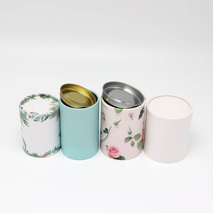 صديقة للبيئة مخصصة الغذاء الصف صندوق من الورق المقوى مع غطاء معدني ورقة أنبوب التغليف للمكسرات والشاي والقهوة