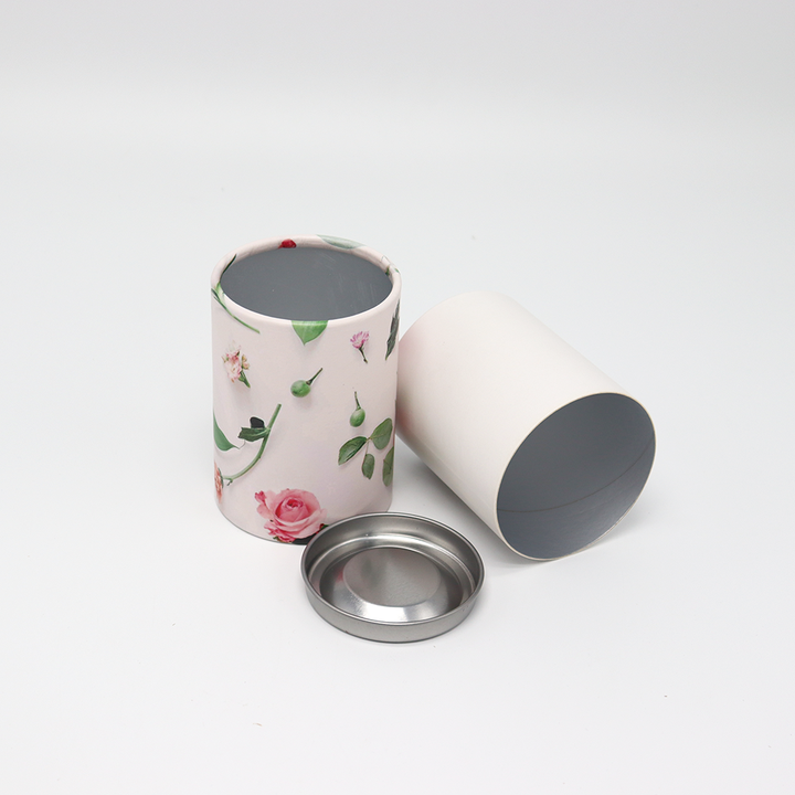 صديقة للبيئة مخصصة الغذاء الصف صندوق من الورق المقوى مع غطاء معدني ورقة أنبوب التغليف للمكسرات والشاي والقهوة