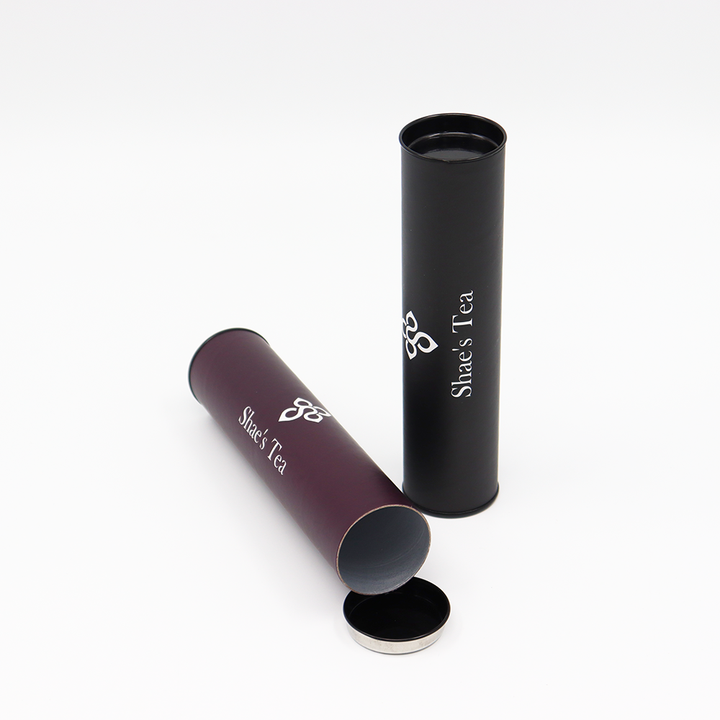 صديقة للبيئة تصميم مخصص حزمة صندوق أنبوب دائري للطعام مع غطاء معدني من الورق المقوى المعبأ لشاي القهوة والمكسرات