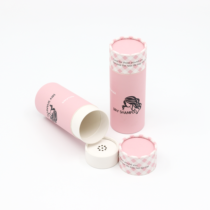 عالية الجودة مخصصة مستحضرات التجميل جولة أنبوب مربع حزمة من الورق المقوى وتعبئتها مع غربال شاكر للشامبو الجاف مسحوق فضفاض