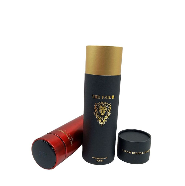 أنبوب ورقي من الورق المقوى كرافت قابل للتحلل الحيوي، مواد معاد تدويرها، طباعة مختومة لتغليف الهدايا وزجاجة الترمس والشموع