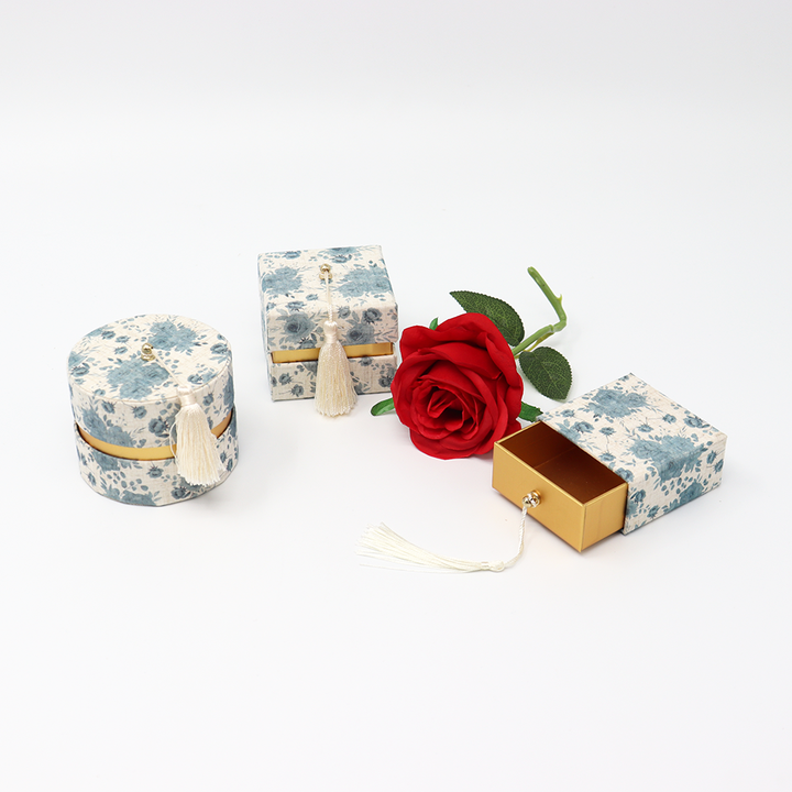 صندوق أسطواني من الورق المقوى للمجوهرات الفاخرة المخصصة لتغليف أنبوب الورق لمشاهدة أقراط الأحجار الكريمة وسوار وقلادة