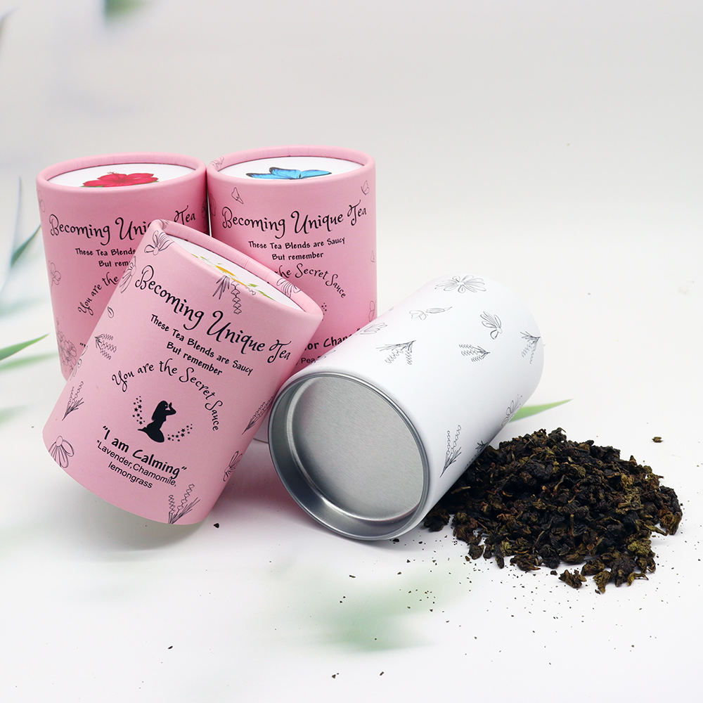 صناديق تغليف أنابيب ورق الكرافت على طراز الورق المقوى للشاي لتخزين وعرض الشاي