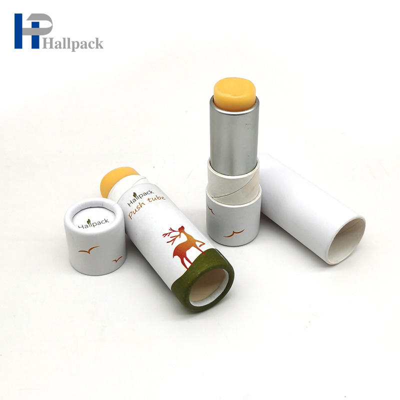 2 أوقية قابلة للتحلل من الورق المقوى الأبيض كرافت مزيل العرق ورقة التعبئة والتغليف أنبوب 0.3 أوقية ورقة بنية رفع بلسم الشفاه