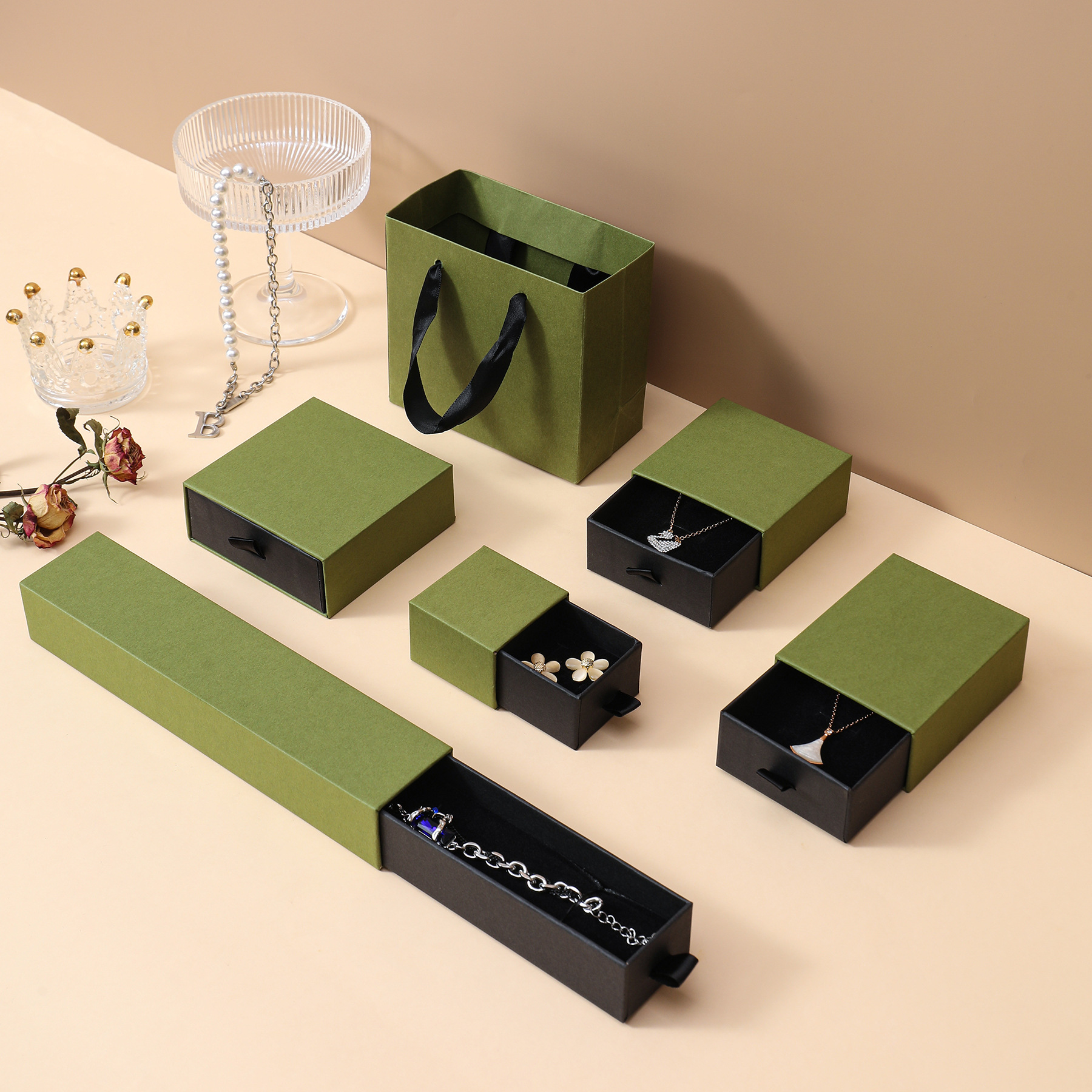 عبوات المجوهرات مربع درج هدية مربع مجوهرات للورق لخواتم الأقراط