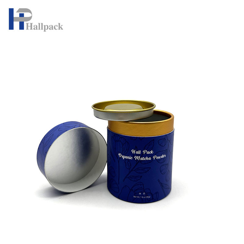 عالية الجودة صديقة للبيئة من الورق المقوى الشاي القهوة ماتشا حاوية التعبئة والتغليف أنبوب ورقي للأغذية مع غطاء الحديد