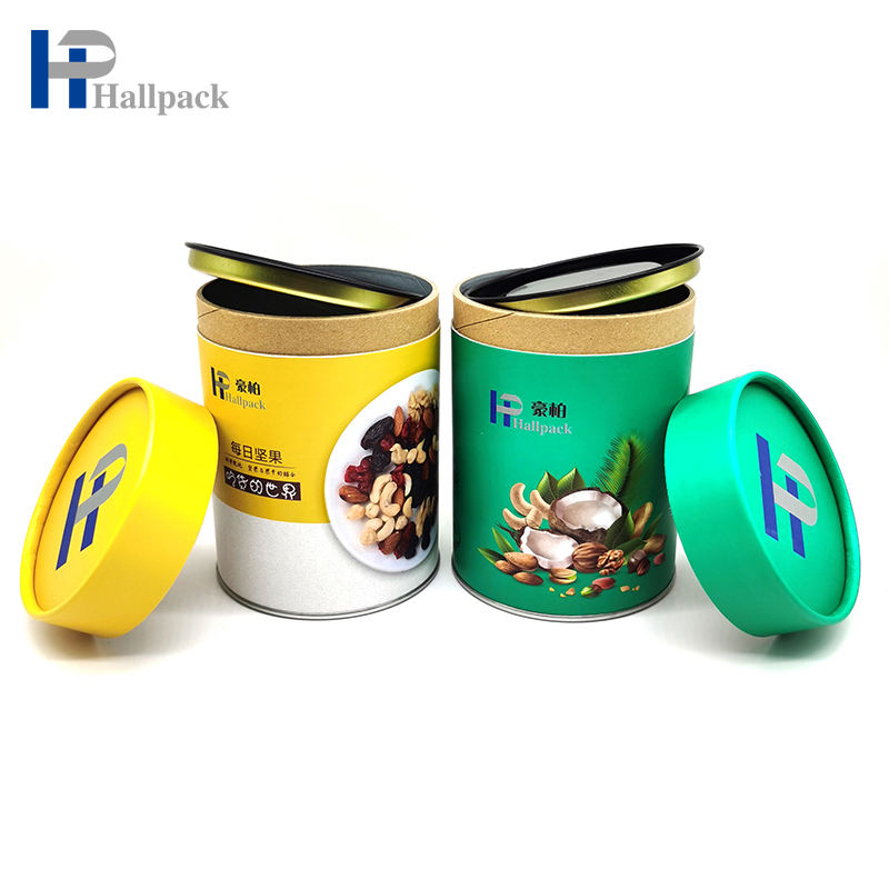 الجملة غطاء معدني مستدير حاوية أنبوب الورق المقوى الشاي مع شعار مخصص