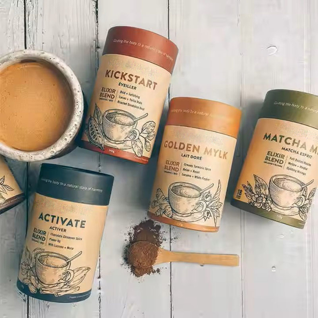 قابلة لإعادة التدوير أنبوب تعبئة الشاي حول صندوق الاسطوانة التغليف لتناول الطعام