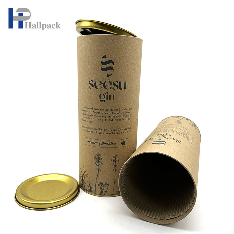 صديقة للبيئة مخصصة الغذاء الصف صندوق من الورق المقوى مع التعبئة والتغليف أنبوب الورق المعدني للشاي والقهوة والمكسرات