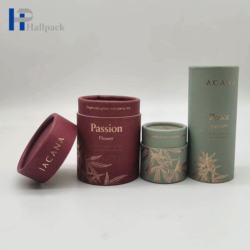 صندوق شمع بختم ورق الكرافت قابل للتخصيص وطباعة ذهبية وقابلة للتحلل الحيوي ومعالجة التلاشي وتغليف أنبوب الورق