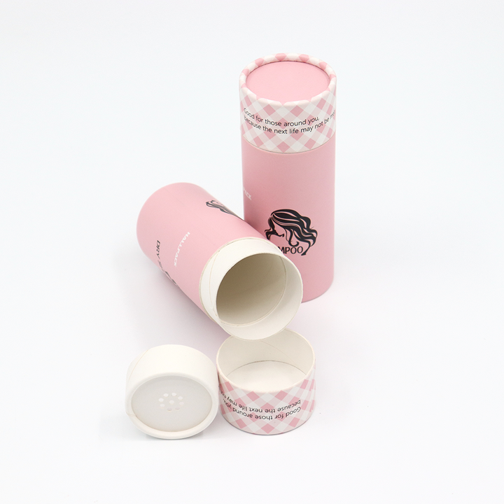 عالية الجودة مخصصة مستحضرات التجميل جولة أنبوب مربع حزمة من الورق المقوى وتعبئتها مع غربال شاكر للشامبو الجاف مسحوق فضفاض