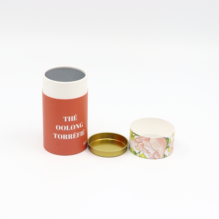 صديقة للبيئة الغذاء الصف صندوق من الورق المقوى مع غطاء معدني ورقة أنبوب التغليف للمكسرات القهوة الشاي