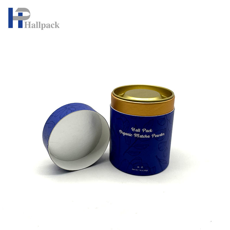 عالية الجودة صديقة للبيئة من الورق المقوى الشاي القهوة ماتشا حاوية التعبئة والتغليف أنبوب ورقي للأغذية مع غطاء الحديد