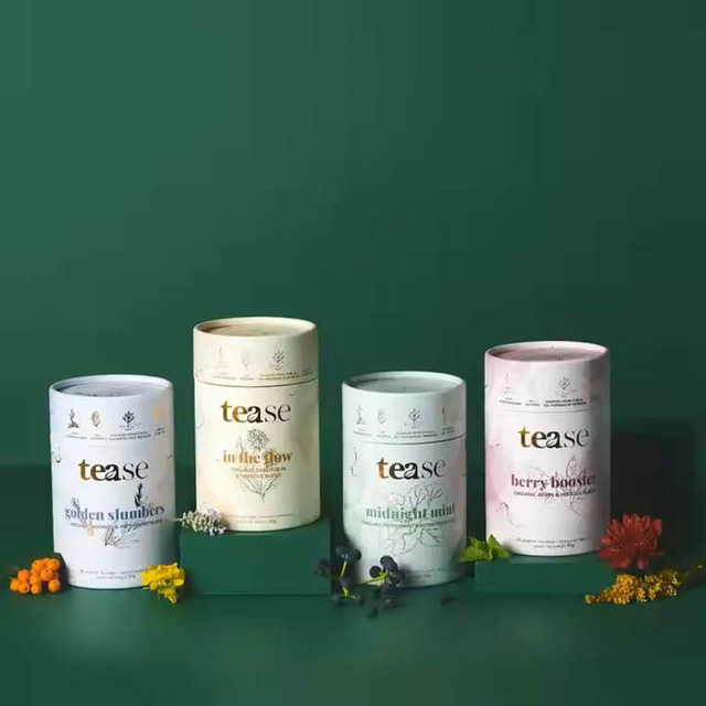 قابلة للتحلل المخصص لحجم الشعار تصميم أنابيب تعبئة شاي الأسطوانة