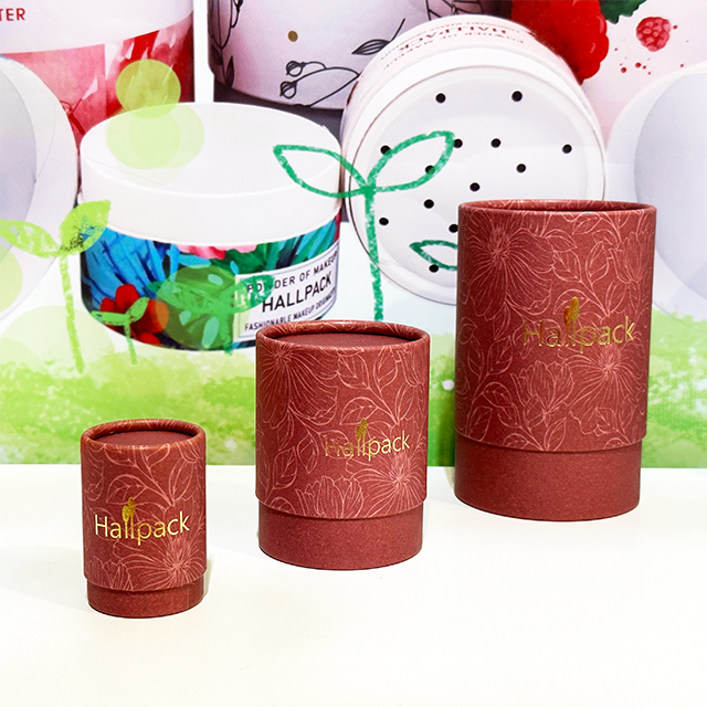 صندوق أسطوانة ورق كرافت قابل للتحلل الحيوي من Hallpack مخصص لشمعة زيت العطور والزيوت العطرية التي تستخدم تغليف أنابيب الورق