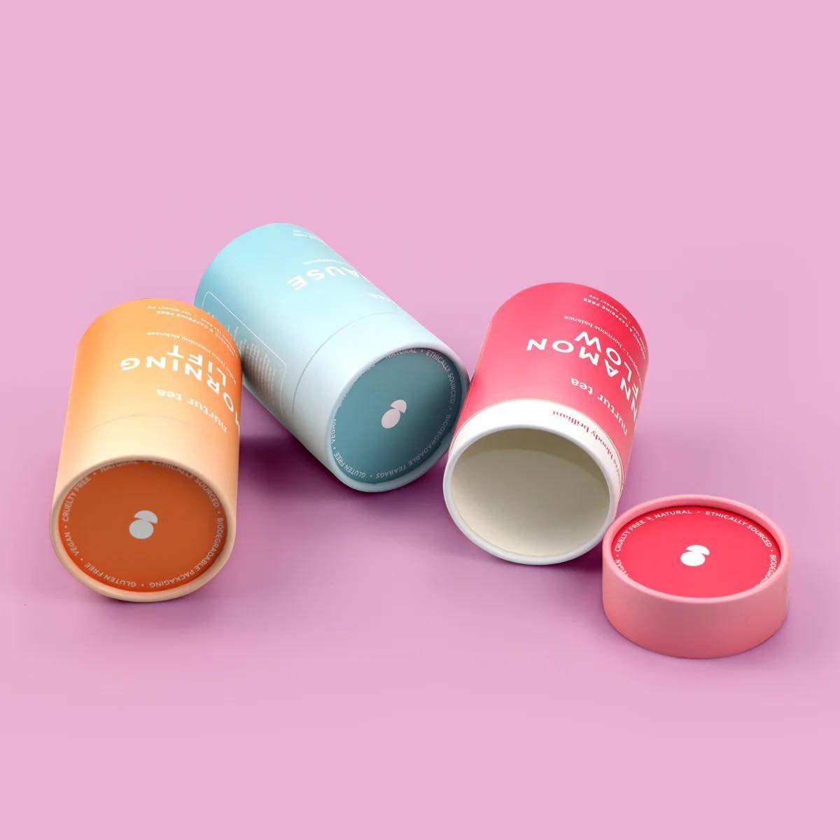 صديقة للبيئة من الورق المقوى فضفاض الشاي حبوب البن اسطوانة مستديرة صندوق التعبئة والتغليف الغذاء الصف ورقة أنبوب ورق كرافت مقاوم للرطوبة