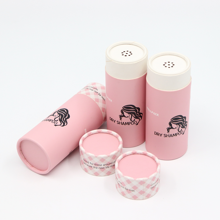 عالية الجودة مخصصة مستحضرات التجميل جولة أنبوب مربع حزمة من الورق المقوى وتعبئتها مع غربال شاكر للشامبو الجاف مسحوق فضفاض