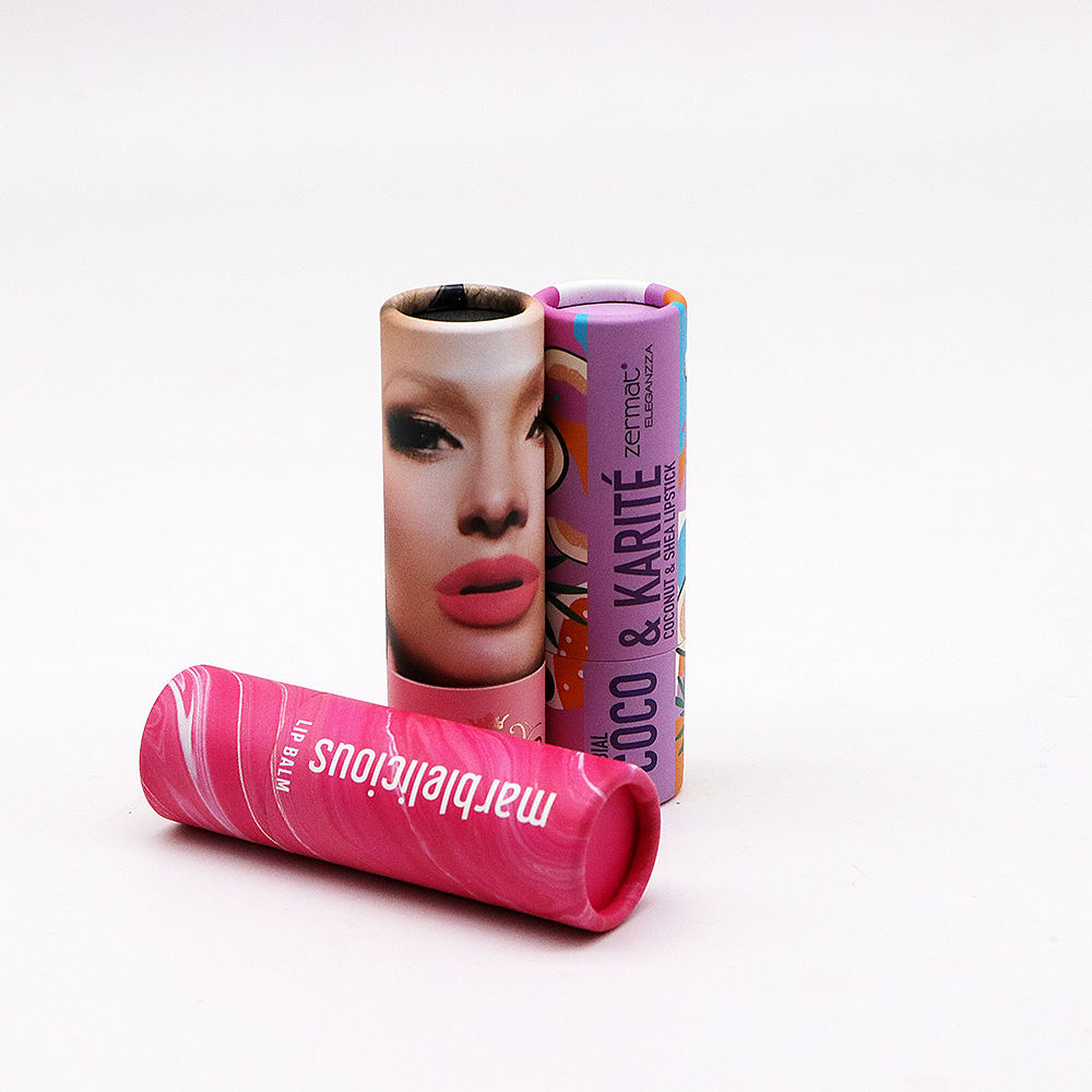 صديقة للبيئة ورقة مخصصة بلسم الشفاه أنبوب شكل دائري رفع اسطوانة شريط محلول عصري تويست حتى أنابيب الورق التعبئة والتغليف