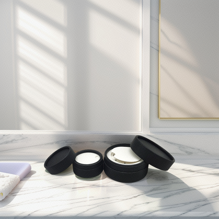 أنبوب ورقي بتصميم جديد مخصص مع علبة مسحوق مضغوطة للمغربل أنبوب كرافت أسود للشامبو