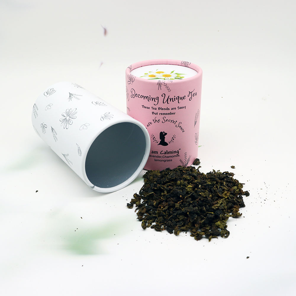 طباعة مخصصة عالية الجودة قابلة للتحلل من ورق الطعام من الورق المقوى وأكياس علبة الشاي المميزة حزمة صندوق الأنبوب لحزمة الشاي السائبة