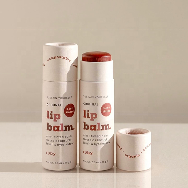 Hallpack 100% ورق بلاستيكي مجاني مخصص أنبوب بلسم الشفاه شكل دائري رفع اسطوانة غسول شريط أنابيب الورق التعبئة والتغليف