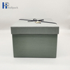 صندوق ورق تغليف فاخر من الورق المقوى باللون الرمادي المخصص مع الشريط