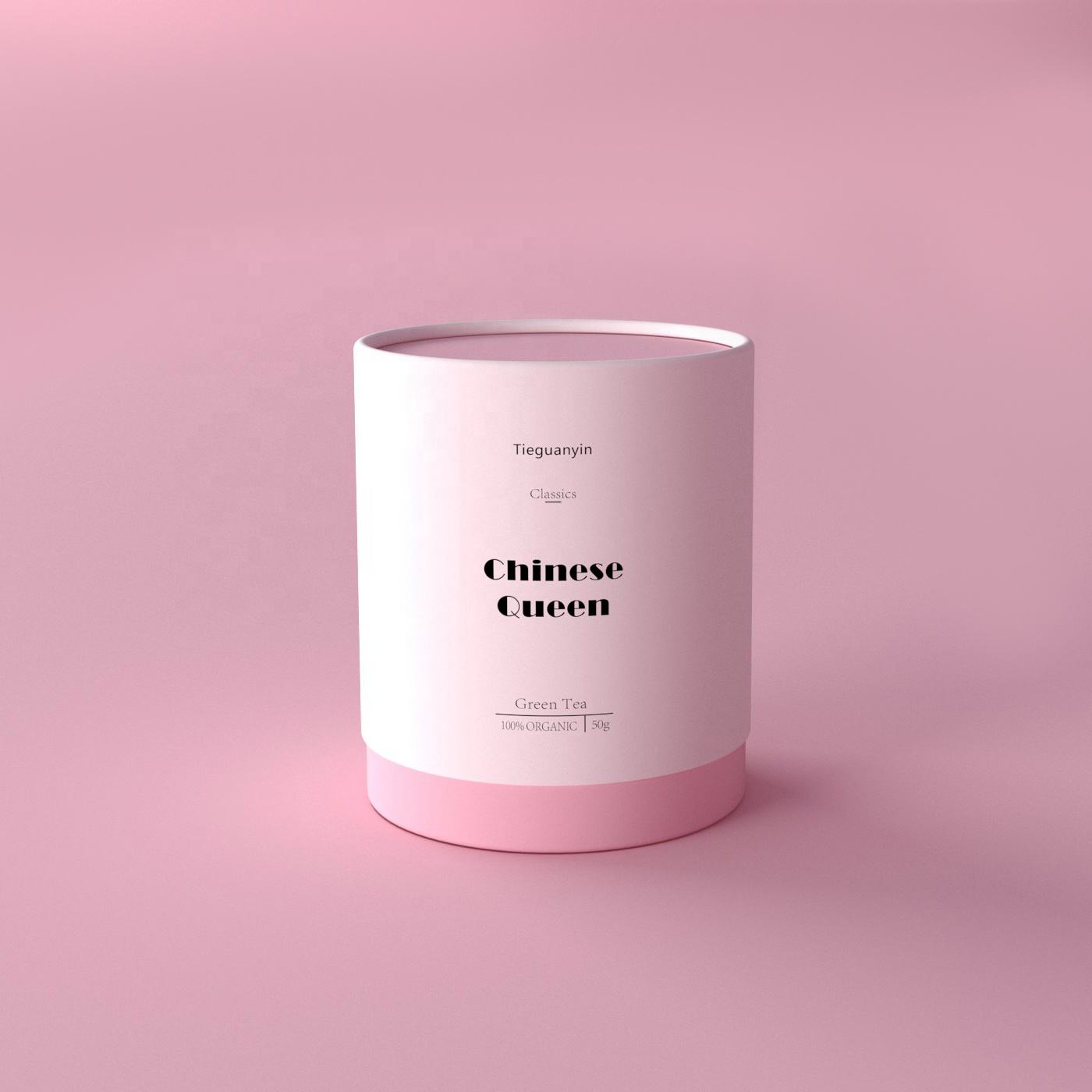 طباعة مخصصة لأسطوانة الطعام القابلة للتحلل الحيوي من الورق المقوى وأكياس علبة الشاي المميزة وتغليف صندوق الأنبوب لحزمة الشاي السائبة