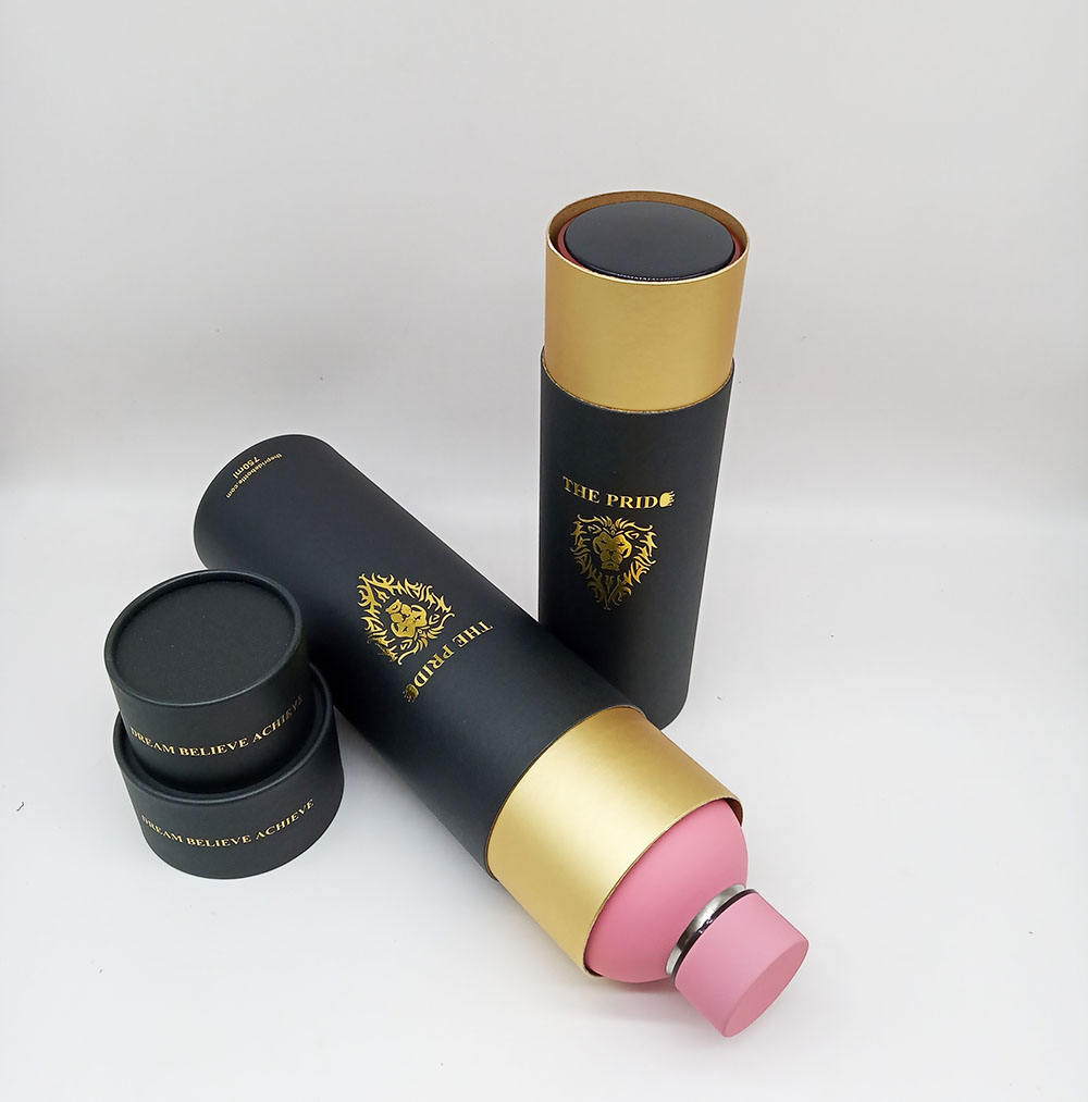 أنبوب ورقي من الورق المقوى كرافت قابل للتحلل الحيوي، مواد معاد تدويرها، طباعة مختومة لتغليف الهدايا وزجاجة الترمس والشموع