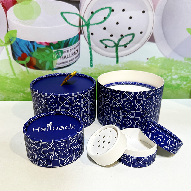 Hallpack صندوق أنبوب دائري مخصص لتغليف اسطوانة الورق لمسحوق مستحضرات التجميل الجاف