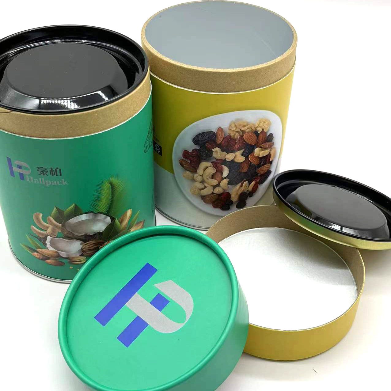 الجملة غطاء معدني مستدير حاوية أنبوب الورق المقوى الشاي مع شعار مخصص