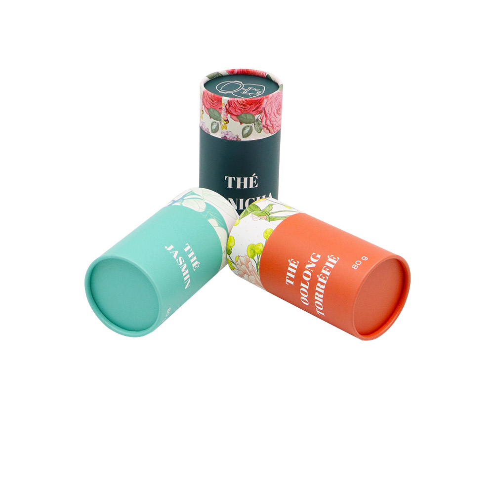 تعبئة أنبوب الورق لتناول الشاي الفضفاضة شعار تصميم الورق المقوى المتاح مخصص