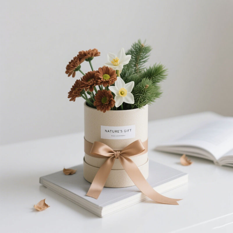 قابلة للتحلل جولة المجوهرات مربع التغليف الزهور مربع أنبوب الهدايا الفاخرة