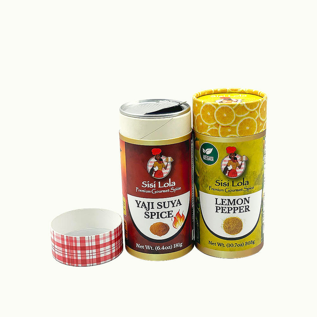 تخصيص صندوق أسطواني من الورق المقوى القابل للتحلل الحيوي من نوع كرافت غطاء سهل المسيل للدموع 3 طبقات من أنابيب الورق تغليف التوابل